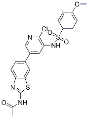 N-[6-[6-氯-5-[[(4-甲氧基苯基)磺?；鵠氨基]-3-吡啶]-1,3-苯并噻唑-2-基]乙酰胺結(jié)構(gòu)式_1112980-87-6結(jié)構(gòu)式