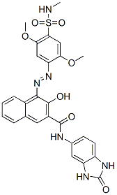 n-(2,3-二氫-2-氧代-1H-苯并咪唑-5-基)-4-[[2,5-二甲氧基-4-[(甲基氨基)磺?；鵠苯基]氮雜]-3-羥基-2-萘羧酰胺結(jié)構(gòu)式_12225-08-0結(jié)構(gòu)式