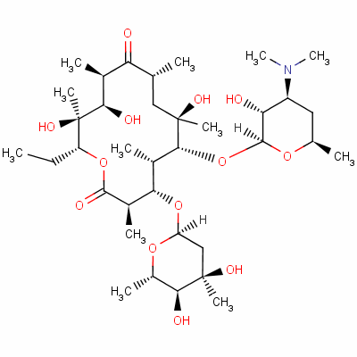(3R,4S,5S,6R,7R,9R,11R,12R,13R,14R)-4-[(2S,4R,5S,6S)-4,5-二羥基-4,6-二甲基-四氫吡喃-2-基]氧基-6-[(2S,3R,4S,6R)-4-二甲基氨基-3-羥基-6-甲基-四氫吡喃-2-基]氧基-14-乙基-7,12,13-三羥基-3,5,7,9,11,13-六甲基結構式_1675-02-1結構式