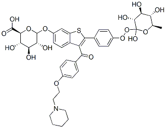 2-{4-[(5xi)-beta-L-來蘇-吡喃己酮糖基氧基]苯基}-3-{4-[2-(1-哌啶基)乙氧基]苯甲?；鶀-1-苯并噻吩-6-基(5xi)-beta-D-來蘇-吡喃己酮糖苷酸結(jié)構(gòu)式_182507-20-6結(jié)構(gòu)式