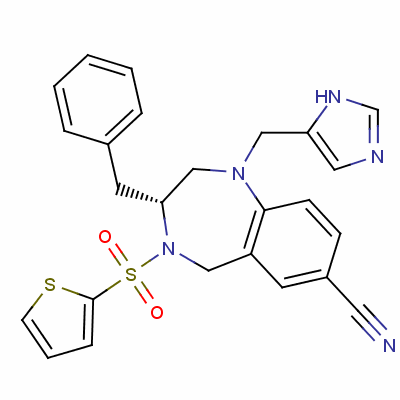 1-((1H-咪唑-4-基)甲基)-3-芐基-4-(噻吩-2-基磺?；?-2,3,4,5-四氫-1H-苯并[e][1,4]二氮雜卓-7-甲腈結(jié)構(gòu)式_195987-41-8結(jié)構(gòu)式
