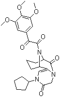 2-環(huán)戊基-8,9,10,11-四氫-12-[2-氧代-2-(3,4,5-三甲氧基苯基)乙?；鵠-7,11-亞氨基-2H-吡嗪并[1,2-A]氮雜環(huán)辛四烯-3,6(4H,7H)-二酮結(jié)構(gòu)式_255910-29-3結(jié)構(gòu)式