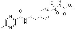 4-[β-(5-甲基吡嗪-2-羧酰胺)乙基]苯磺酰胺氨基甲酸甲酯結構式_33288-74-3結構式