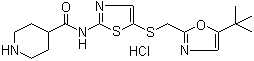 N-[5-[[[5-(1,1-二甲基乙基)-2-二唑基]甲基]硫基]-2-噻唑基]-4-哌啶甲酰胺鹽酸鹽結(jié)構(gòu)式_345627-90-9結(jié)構(gòu)式