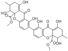 Methyl 4,8,9-trihydroxy-3-methyl-1-oxo-7-(1,5,9-trihydroxy-10a-methoxycarbonyl-6-methyl-8-oxo-6,7-dihydro-5h-xanthen-2-yl)-3,4-dihydro-2h-xanthene-4a-carboxylateStructure,35287-69-5Structure Methyl 4,8,9-trihydroxy-3-methyl-1-oxo-7-(1,5,9-trihydroxy-10a-methoxycarbonyl-6-methyl-8-oxo-6,7-dihydro-5h-xanthen-2-yl)-3,4-dihydro-2h-xanthene-4a-carboxylate Structure,35287-69-5Structure