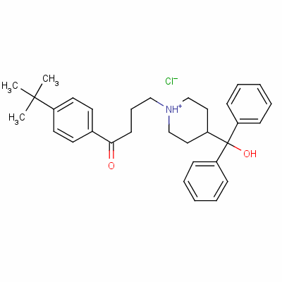 1-[3-(P-叔丁基苯甲?；?丙基]-4-(羥基二苯甲基)哌啶氯化物結(jié)構(gòu)式_43076-44-4結(jié)構(gòu)式
