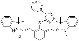 2-[2-[3-[2-(1,3-二氫-1,3,3-三甲基-2H-吲哚-2-亞基)乙亞基]-2-[(1-苯基-1H-四唑-5-基)硫基]-1-環(huán)己烯-1-基]乙烯基]-1,3,3-三甲基-3H-吲哚氯化物結構式_440102-72-7結構式