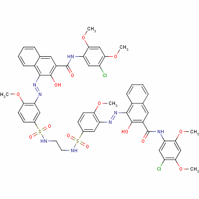 4,4-[1,2-乙烷二基雙[亞氨基磺?；? 6-甲氧基-3,1-亞苯基)氮雜]]雙[n-(5-氯-2,4-二甲氧基苯基)-3-羥基-2-萘羧酰胺結(jié)構(gòu)式_4627-26-3結(jié)構(gòu)式