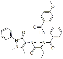 (9ci)-n-[(1s)-1-[[(2,3-二氫-1,5-二甲基-3-氧代-2-苯基-1H-吡唑-4-基)氨基]羰基]-2-甲基丙基]-2-[(4-甲氧基苯甲?；?氨基]-苯甲酰胺結(jié)構(gòu)式_471259-67-3結(jié)構(gòu)式