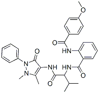 (9ci)-n-[1-[[(2,3-二氫-1,5-二甲基-3-氧代-2-苯基-1H-吡唑-4-基)氨基]羰基]-2-甲基丙基]-2-[(4-甲氧基苯甲酰基)氨基]-苯甲酰胺結(jié)構(gòu)式_485810-18-2結(jié)構(gòu)式