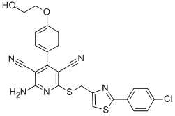 2-Amino-6-[[[2-(4-chlorophenyl)-4-thiazolyl]methyl]thio]-4-[4-(2-hydroxyethoxy)phenyl]-3,5-pyridinedicarbonitrile Structure,544417-40-5Structure