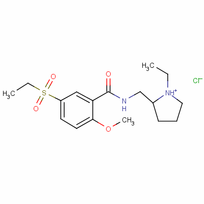 N-[(1-乙基-2-吡咯烷)甲基]-5-(乙基磺?；?-2-甲氧基苯甲酰胺鹽酸鹽結(jié)構(gòu)式_55619-22-2結(jié)構(gòu)式