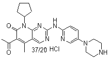 6-乙?；?8-環(huán)戊基-5-甲基-2-[[5-(1-哌嗪基)-2-吡啶基]氨基]吡啶并[2,3-D]嘧啶-7(8H)-酮鹽酸鹽結(jié)構(gòu)式_571189-11-2結(jié)構(gòu)式