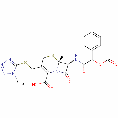 [6R-[6alpha,7beta(r*)]]-7-[(甲?；趸?苯基乙酰氨基]-3-[[(1-甲基-1H-四唑-5-基)硫代]甲基]-8-氧代-5-硫雜-1-氮雜雙環(huán)[4.2.0]-2-辛烯-2-羧酸結構式_57268-80-1結構式
