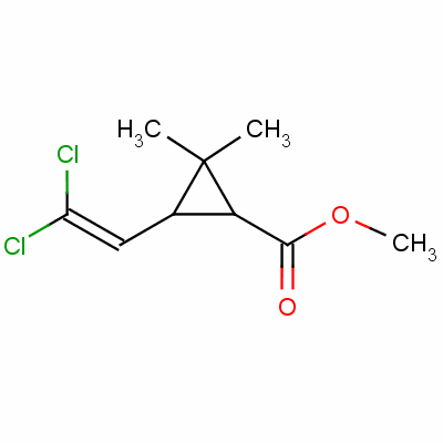 反式-3-(2,2-二氯乙烯基)-2,2-二甲基環(huán)丙烷羧酸甲酯結(jié)構(gòu)式_59897-94-8結(jié)構(gòu)式