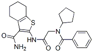 (9ci)-2-[[(苯甲?；h(huán)戊基氨基)乙?；鵠氨基]-4,5,6,7-四氫-苯并[b]噻吩-3-羧酰胺結(jié)構(gòu)式_606108-88-7結(jié)構(gòu)式
