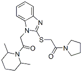 (9ci)-2,6-二甲基-1-[[2-[[2-氧代-2-(1-吡咯烷)乙基]硫代]-1H-苯并咪唑-1-基]乙?；鵠-哌啶結(jié)構(gòu)式_606110-33-2結(jié)構(gòu)式