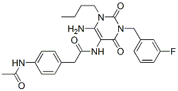  4-(乙?；被?-n-[6-氨基-1-丁基-3-[(3-氟苯基)甲基]-1,2,3,4-四氫-2,4-二氧代-5-嘧啶]-苯乙酰胺結(jié)構(gòu)式_628279-20-9結(jié)構(gòu)式