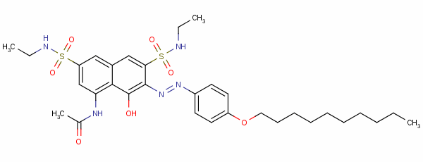 N-[7-[[4-(癸氧基)苯基]氮雜]-3,6-雙[(乙基氨基)磺?；鵠-8-羥基-1-萘]乙酰胺結構式_63870-36-0結構式
