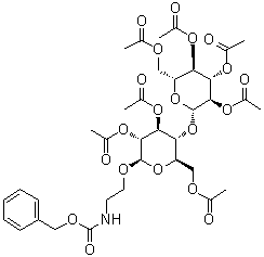 [2-[[2,3,6-三-O-乙?；?4-O-(2,3,4,6-四-O-乙酰基-BETA-D-吡喃葡萄糖基)-BETA-D-吡喃葡萄糖基]氧基]乙基]氨基甲酸芐酯結構式_64448-40-4結構式
