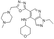 1-乙基-5-[5-[(4-甲基-1-哌嗪)甲基]-1,3,4-噁二唑-2-基]-N-(四氫-2H-吡喃-4-基)-1H-吡唑并[3,4-b]吡啶-4-胺結構式_720703-73-1結構式