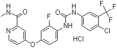 2-Pyridinecarboxamide, 4-[4-[[[[4-chloro-3-(trifluoromethyl)phenyl]amino]carbonyl]amino]-3-fluorophenoxy]-n-methyl-, hydrochloride (1:1) Structure,835621-07-3Structure