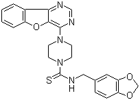 N-(1,3-Benzodioxol-5-ylmethyl)-4-benzofuro[3,2-d]pyrimidin-4-yl-1-piperazinecarbothioamide Structure,850879-09-3Structure