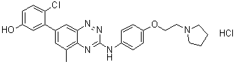 4-氯-3-[5-甲基-3-[[4-[2-(1-吡咯烷)乙氧基]苯基]氨基]-1,2,4-苯并噻嗪-7-基]苯酚鹽酸鹽結構式_867331-64-4結構式