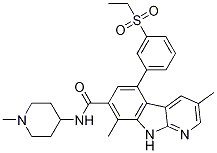 5-[3-(乙基磺?；?苯基]-3,8-二甲基-N-(1-甲基-4-哌啶基)-9H-吡啶并[2,3-b]吲哚-7-羧酰胺結(jié)構式_934541-31-8結(jié)構式