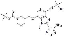 (S)-3-((2-(4-氨基-1,2,5-噁二唑-3-基)-1-乙基-4-(3-羥基-3-甲基-1-丁炔基)-1H-咪唑并[4,5-c]吡啶-7-基氧基)甲基)哌啶-1-羧酸叔丁酯結構式_937174-75-9結構式