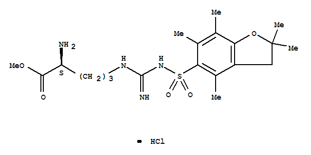甲基N<sup>5</sup>-{N-[(2,2,4,6,7-五甲基-2,3-二氫-1-苯并呋喃-5-基)磺?；鵠甲脒基}-L-鳥氨酰i噻吩基n酸酯鹽酸鹽(1:1)結構式_257288-19-0結構式
