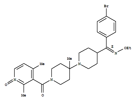 4-[4-[C-(4-溴苯基)-N-乙氧基亞胺甲?；鵠-1-哌啶基]-4-甲基-1-哌啶基]-(2,4-二甲基-1-氧代-吡啶-3-基)甲酮結(jié)構(gòu)式_370893-06-4結(jié)構(gòu)式