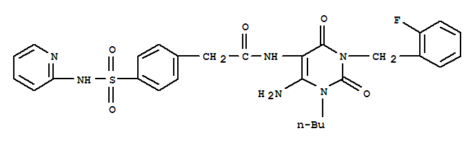  n-[6-氨基-1-丁基-3-[(2-氟苯基)甲基]-1,2,3,4-四氫-2,4-二氧代-5-嘧啶]-4-[(2-吡啶氨基)磺?；鵠-苯乙酰胺結構式_748149-28-2結構式