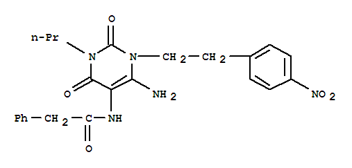  n-[6-氨基-1,2,3,4-四氫-1-[2-(4-硝基苯基)乙基]-2,4-二氧代-3-丙基-5-嘧啶]-苯乙酰胺結構式_748794-96-9結構式