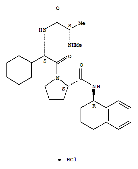N-甲基-L-丙氨酰-(2S)-2-環(huán)己基氨基乙酰基-N-[(1R)-1,2,3,4-四氫-1-萘基]-L-脯氨酰胺鹽酸鹽結(jié)構(gòu)式_762274-58-8結(jié)構(gòu)式