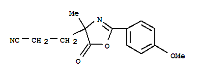 4-Oxazolepropanenitrile, 4,5-dihydro-2-(4-methoxyphenyl)-4-methyl-5-oxo-Structure,86435-57-6Structure 4-Oxazolepropanenitrile, 4,5-dihydro-2-(4-methoxyphenyl)-4-methyl-5-oxo- Structure,86435-57-6Structure