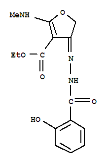 (9ci)-4,5-二氫-4-[(2-羥基苯甲酰基)亞肼基]-2-(甲基氨基)-3-呋喃羧酸乙酯結構式_909768-70-3結構式