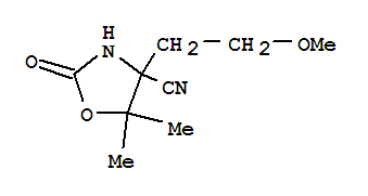 4-Oxazolidinecarbonitrile,4-(2-methoxyethyl)-5,5-dimethyl-2-oxo-(7ci)Structure,91054-93-2Structure 4-Oxazolidinecarbonitrile,4-(2-methoxyethyl)-5,5-dimethyl-2-oxo-(7ci) Structure,91054-93-2Structure