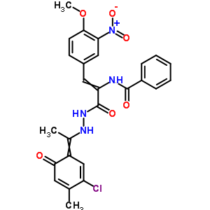 2-(苯甲?；被?-3-(4-甲氧基-3-硝基苯基)-2-丙酸-2-[1-(5-氯-2-羥基-4-甲基苯基)亞乙基]肼結(jié)構(gòu)式_17178-82-4結(jié)構(gòu)式