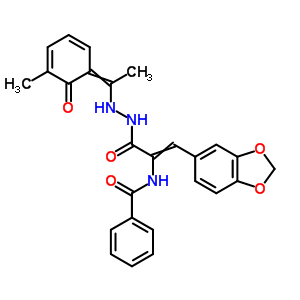 N-[2-苯并[1,3]二氧代l-5-基-1-[[1-(5-甲基-6-氧代-1-環(huán)己二烯-2,4-基)乙基氨基]氨基甲酰]乙烯]苯甲酰胺結構式_17178-84-6結構式