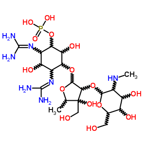 [(1S,2R,3S,4S,5R,6S)-2,4-二(二氨基亞甲基氨基)-5-[(2R,3R,4R,5S)-3-[(2S,3S,4S,5R,6S)-4,5-二羥基-6-(羥基甲基)-3-甲基氨基四氫吡喃-2-基]氧基-4-羥基-4-(羥基甲基)-5-甲基四氫呋喃-2-基]氧基-3,6-二羥基環(huán)己基]磷結構式_33014-54-9結構式