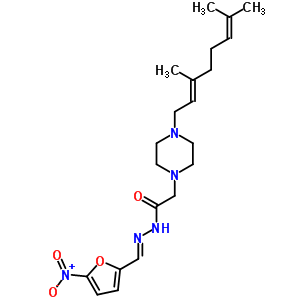 5-硝基-2-糠醛 [4-[(3E)-3,7-二甲基-2,6-辛二烯基]-1-哌嗪乙?；鵠肼酮結(jié)構(gòu)式_33165-28-5結(jié)構(gòu)式