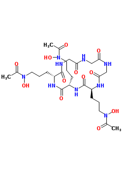 N-[3-[(2S,5S,17S)-5,17-二[3-(乙?；?羥基氨基)丙基]-3,6,9,12,15,18-六氧代-1,4,7,10,13,16-六氮雜十八碳-2-基]丙基]-N-羥基乙酰胺結(jié)構(gòu)式_34787-28-5結(jié)構(gòu)式