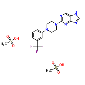 2-(4-(Alpha,alpha,alpha-三氟-間甲苯)-1-哌嗪)-9h-嘌呤 二甲烷磺酸鹽結(jié)構(gòu)式_37425-18-6結(jié)構(gòu)式