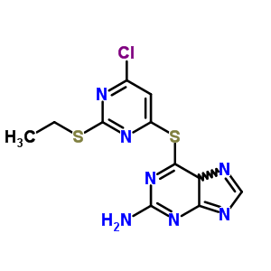 2-氨基-6-[[6-氯-2-(乙基硫代)-4-嘧啶]硫代]-嘌呤結構式_43203-34-5結構式