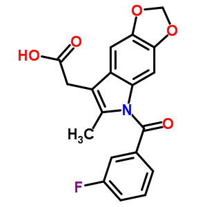 5-(3-氟苯甲?；?-6-甲基-5H-1,3-二氧代[4,5-f]吲哚-7-乙酸結(jié)構(gòu)式_50331-98-1結(jié)構(gòu)式