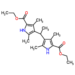 4-[1-(5-乙氧基羰基-2,4-二甲基-1H-吡咯-3-基)乙基]-3,5-二甲基-1H-吡咯-2-羧酸乙酯結構式_5432-35-9結構式