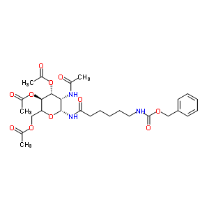 2-乙酰氨基-2-脫氧-3,4,6-三-O-乙?；?N[N-(芐氧羰基)-epsilon-氨基己酰]-beta-D-吡喃葡萄糖基胺結(jié)構(gòu)式_56146-88-4結(jié)構(gòu)式