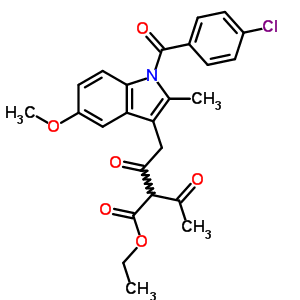 2-乙?；?4-[1-(p-氯苯甲?；?-5-甲氧基-2-甲基-1H-吲哚-3-基]-3-氧代丁酸乙酯結(jié)構(gòu)式_57846-36-3結(jié)構(gòu)式