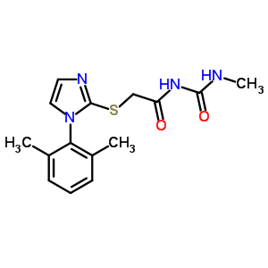 1-甲基-3-[[[1-(2,6-二甲苯基)-1H-咪唑-2-基]硫代]乙酰基]脲結(jié)構(gòu)式_60176-54-7結(jié)構(gòu)式